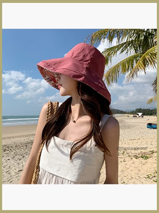 Wide Brim Sun Hat with Wired Edge Reversible Foldable UV Protection main image 5